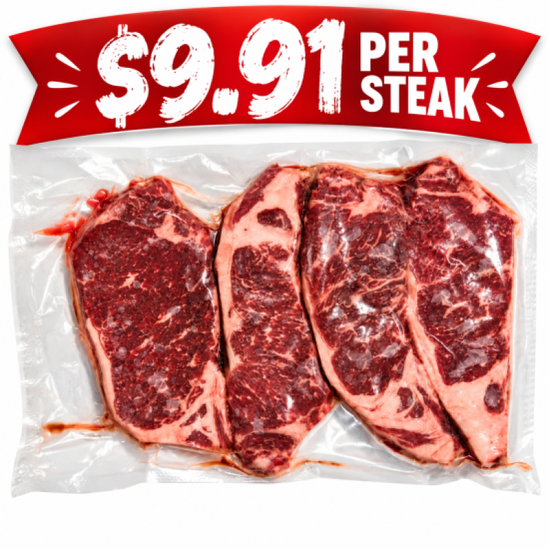12 AAA Striploin Steaks (4 per Pack)